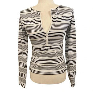 Melissa Odabash Nautical Pique Striped Bikini Top Size 8 Longsleeve Tankini Swim